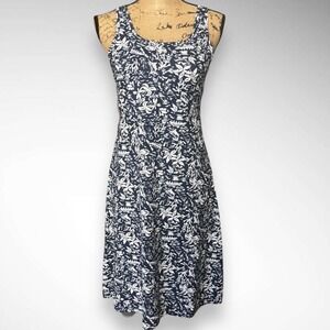 COLUMBIA PFG Freezer III Navy‎ and White Kona Print Dress Small | EUC
